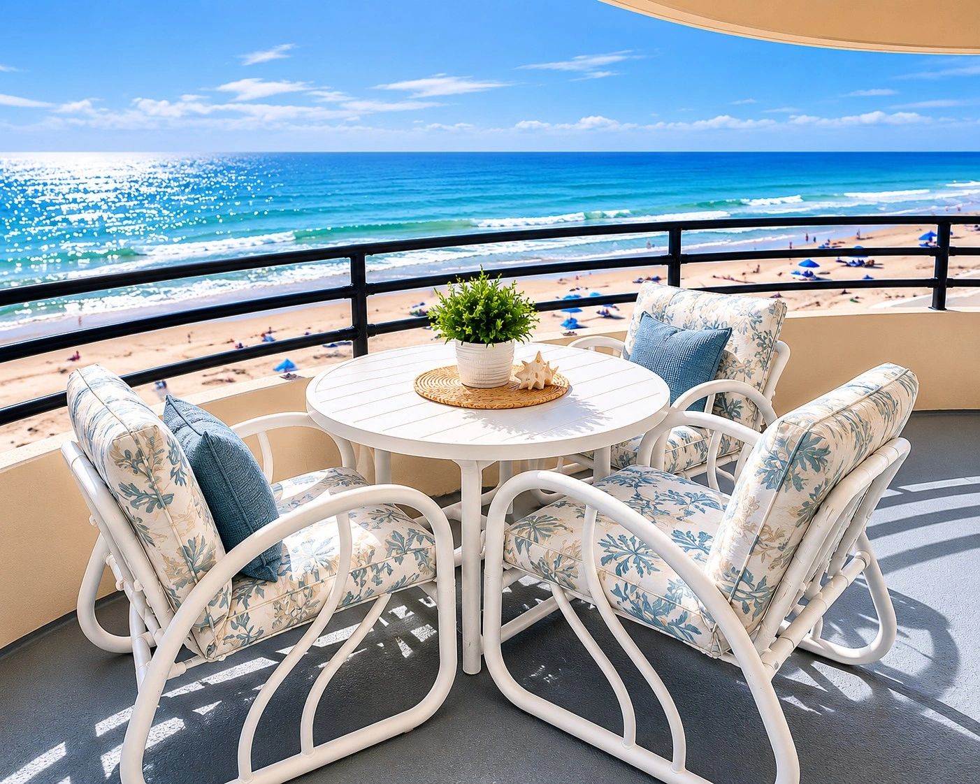 Luxury balcony with ocean view at Sand Dollar Condo